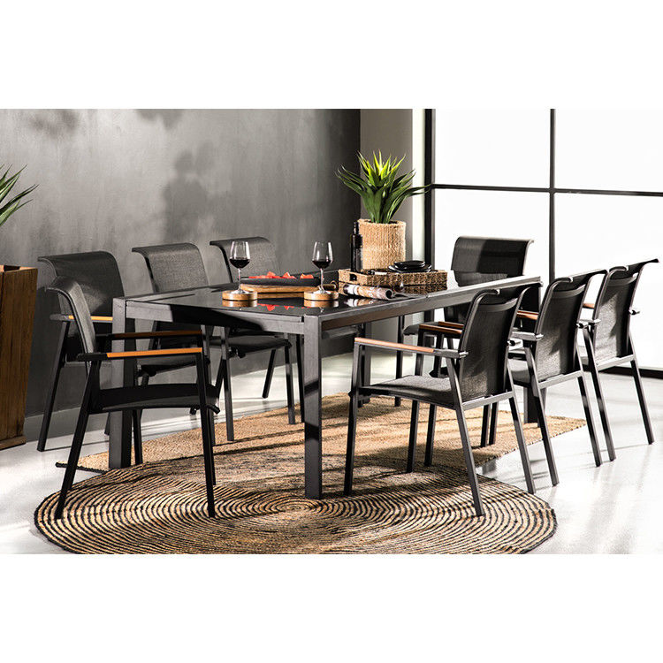 Table à manger extensible extérieure de 8 places avec fauteuil en design moderne de luxe