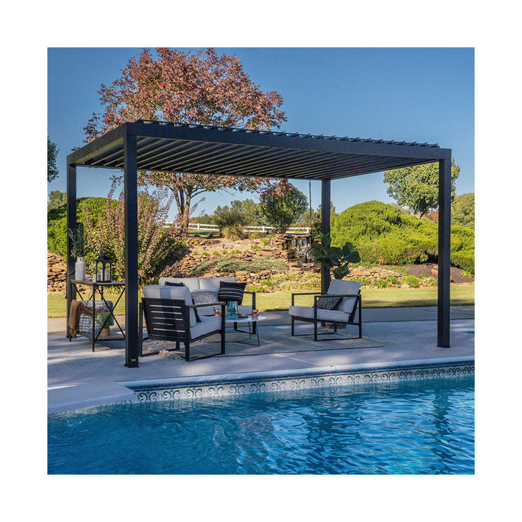 Pergola en acier à toit imperméable à la pluie réglable pour espace de vie extérieur lourd