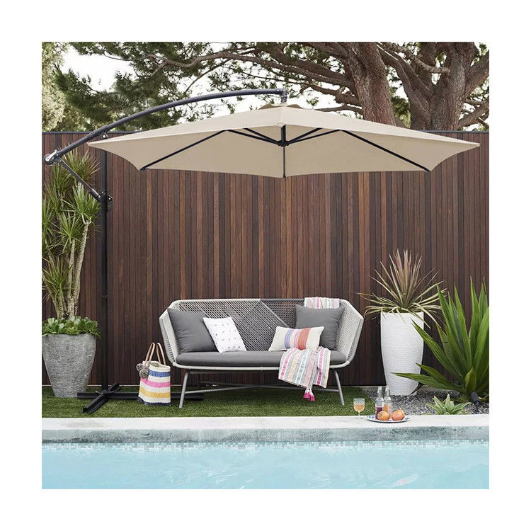 Parapluie de patio 10FT cadre en acier étanche ombrage solaire parapluie pour l' extérieur suspendu décalage