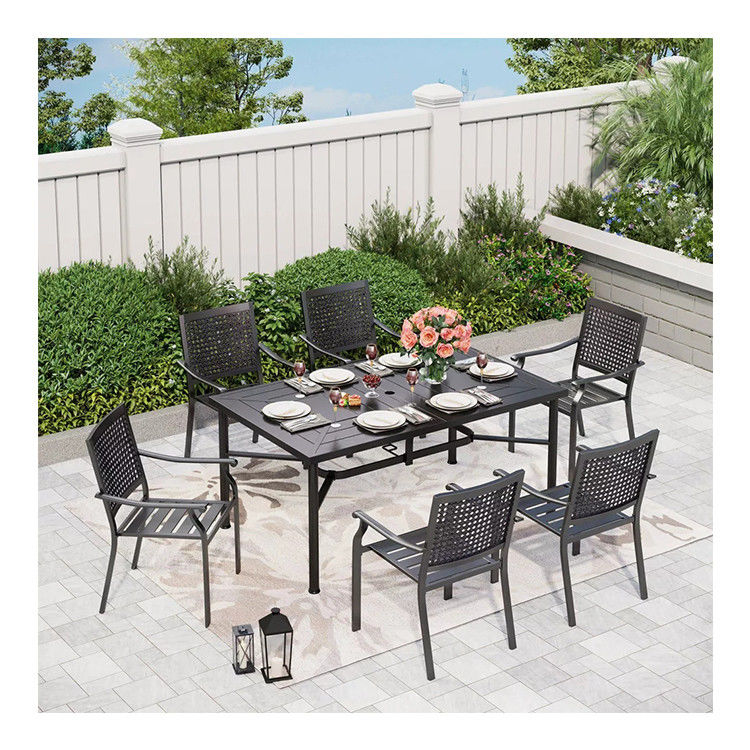 Ensemble de jardin AJUNION élégant et fonctionnel avec taille de table à manger L64 x W39 x H29