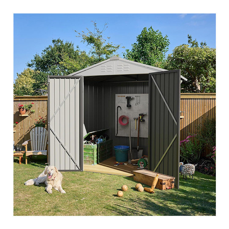 Couvert en poudre AJUNION Chateau de jardin en métal porte double verrouillable 50 "D x 78,3"W x 74,2"H