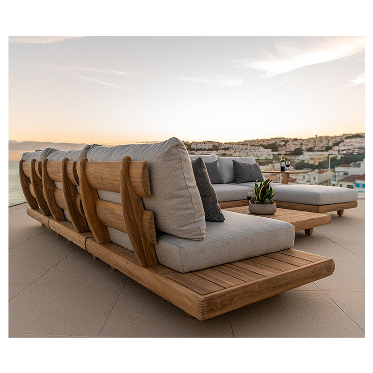 Canapé d'hôtel commercial en bois de teck Ensemble de meubles de jardin avec canapé moyen Taille W100xH110cm