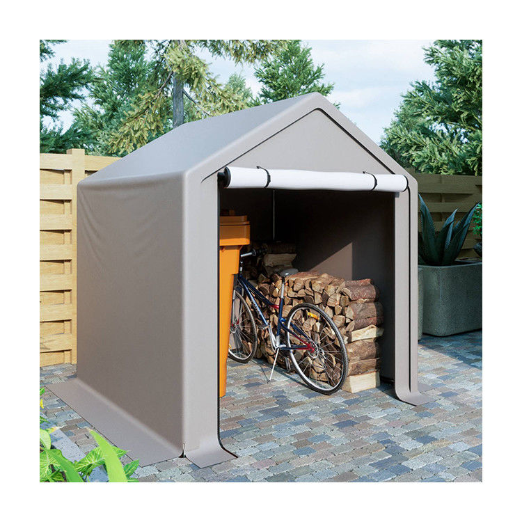 Couverture de toit en tissu PE AJUNION Tente de rangement extérieure de 6,2x5,6 pieds Chateau de vélo de jardin métallique pour outils Bois de chauffage