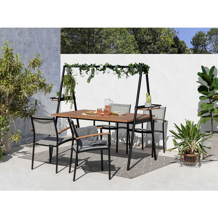 Ensemble de jardin en métal AJUNION Conception moderne 4 sièges Ensemble de salle à manger extérieure pour meubles de patio