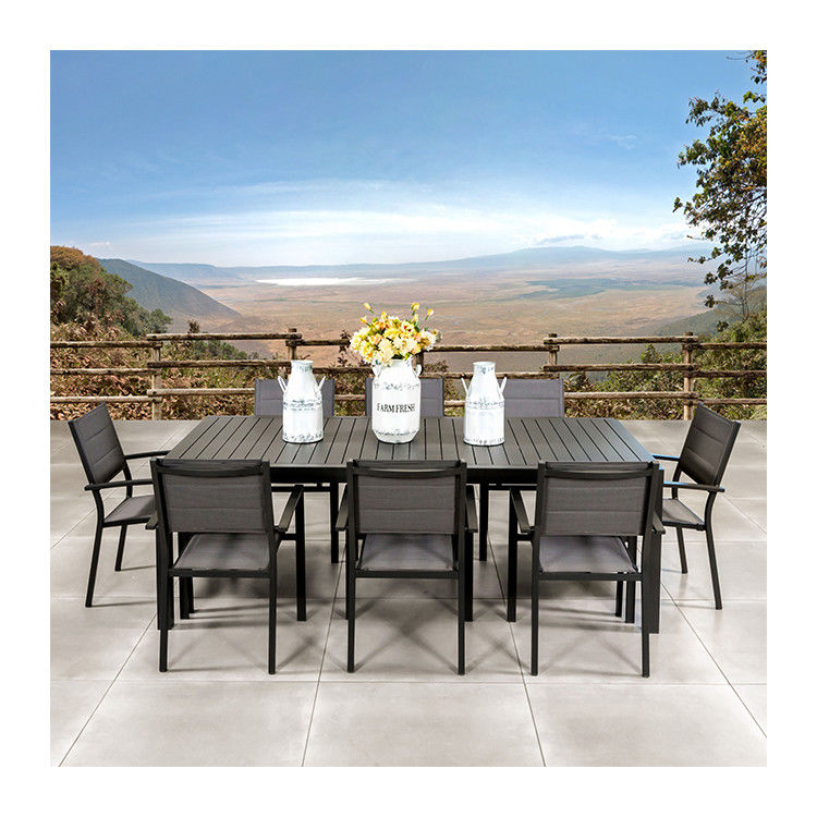 Meubles de restaurant extérieur Ensemble de salle à manger en métal avec 8 sièges Table extensible par AJUNION