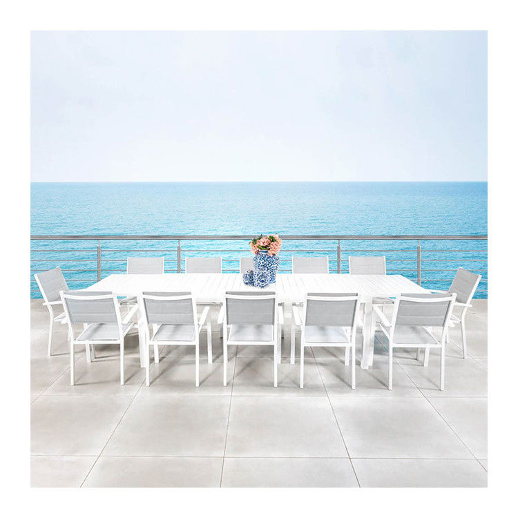 Ensemble de salle à manger extérieure en aluminium de style moderne 12 sièges fauteuil et table à manger extensible