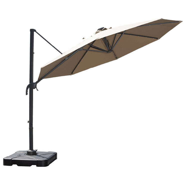 Meubles d'extérieur incontournables Grand parapluie à manivelle en aluminium avec lumières solaires LED