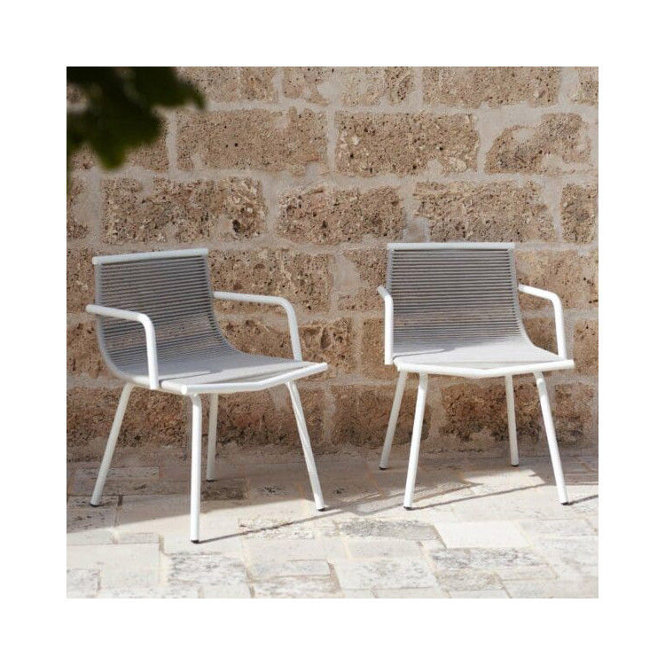 Ensemble de jardin minimaliste en métal AJUNION Chaise à manger en aluminium Tissue de corde Meubles d'extérieur