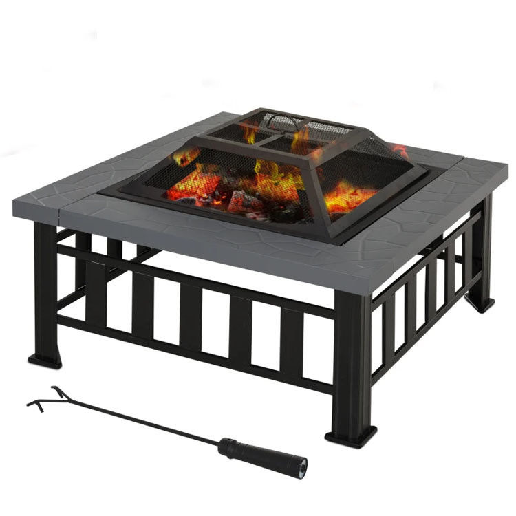 Chauffage extérieur carré cheminée à bois pour jardin et cuisine