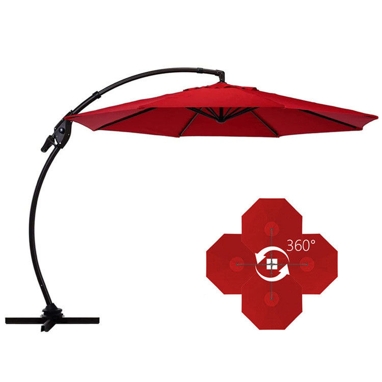 Parapluie de jardin de patio extérieur en aluminium en porte-à-faux en forme de S