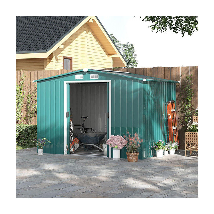 2.06D x 2.58W x 1.78H Mètre Porte coulissante double bâtiment de jardin en métal