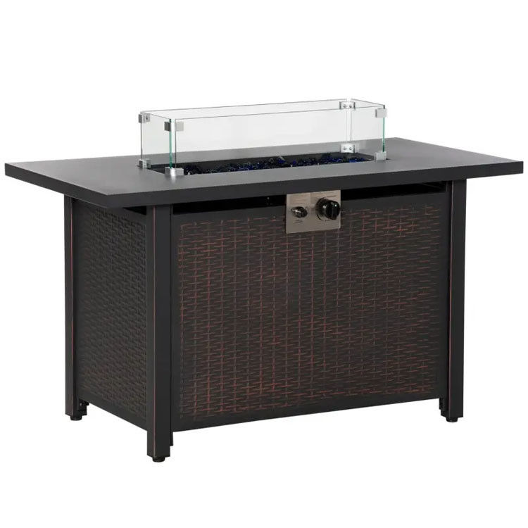 Table de camping de jardin extérieur avec allumage automatique et pare-brise en verre