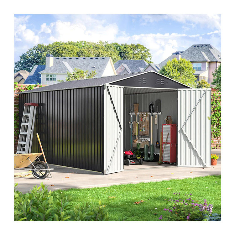 Étagère métallique de jardin imperméable à l'eau 8 x 12 FT avec 4 conduits d'aération et design durable de AJUNION