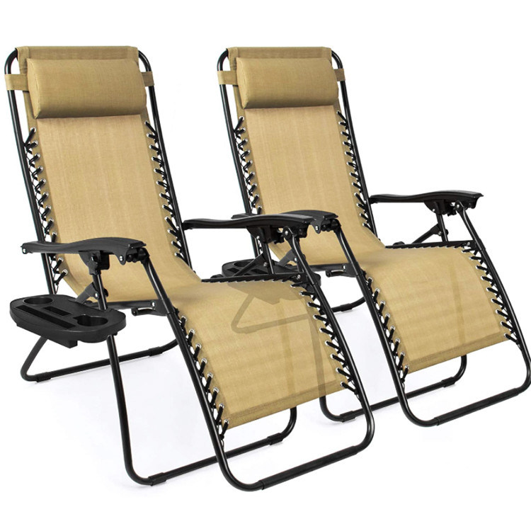 Aucun Logo Plage extérieure Patio Jardin Camping Randonnée Portable Couchette en acier pliable Chaise fauteuil