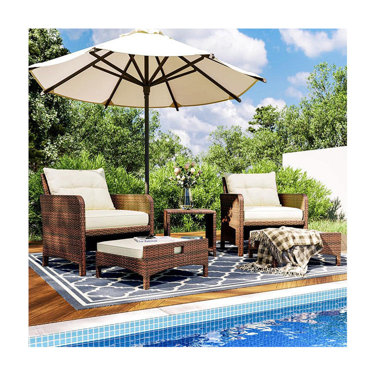 27.95 x 26.38 x 29.53 pouces. AJUNION Chaises de patio extérieures en rotin à 5 pièces avec Ottomans