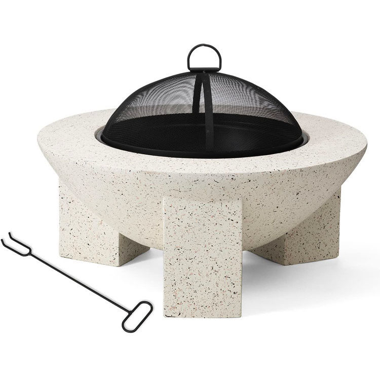 Produit extérieur 3 en 1 Foyer rond à bois Charbon de bois Grill Table de barbecue pour fête du feu