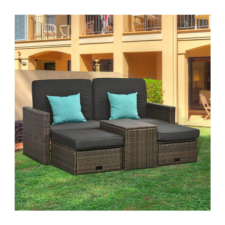 AJUNION 5 pièces de mobilier extérieur en rotin PE avec chaise d'angle