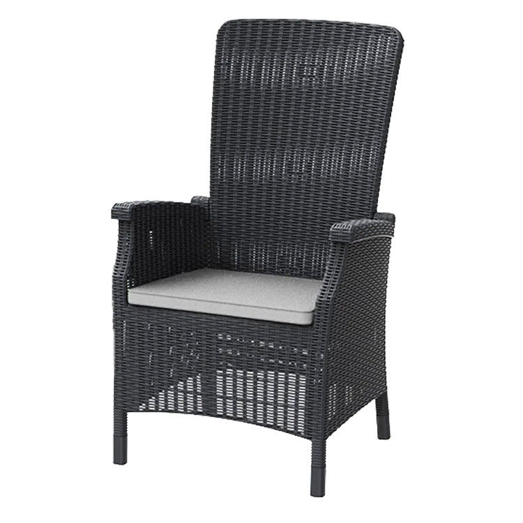 Chaise de jardin pour meubles d'extérieur en plastique à dos haut Café Dining Arm Chair in Patio