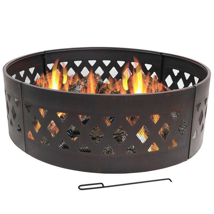 Patio extérieur jardin jardin feu de camping feu Pit Ring avec poker 360 degrés rond