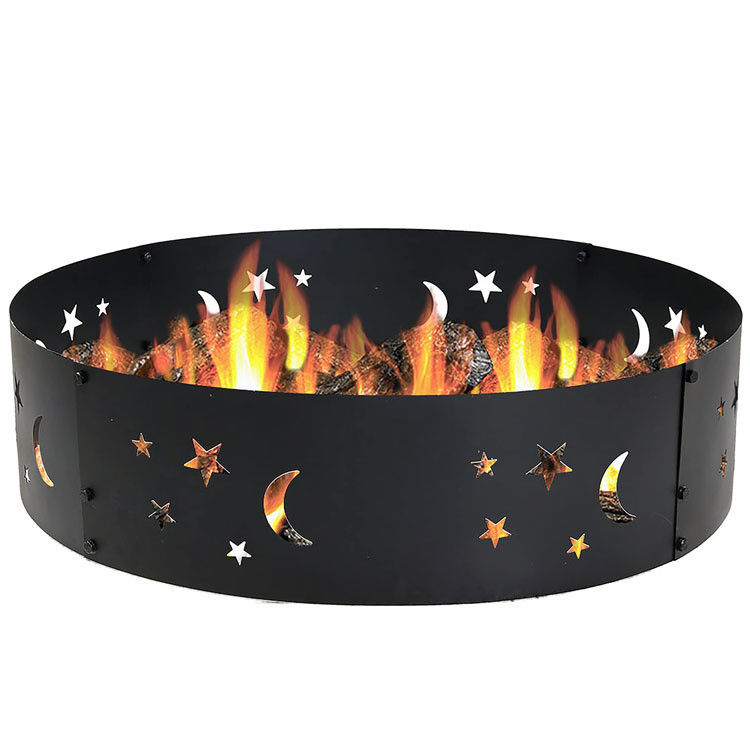Patio extérieur Feu de camping noir 360 degrés rond Poids lourd portable Feu de bois avec poker