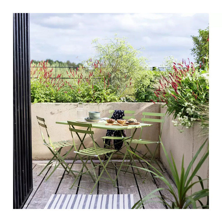 AJUNION 4 sièges ensemble de patio en métal pliable ensemble de jardin en acier ensemble de table et de chaise pliable ensemble de bistro extérieur