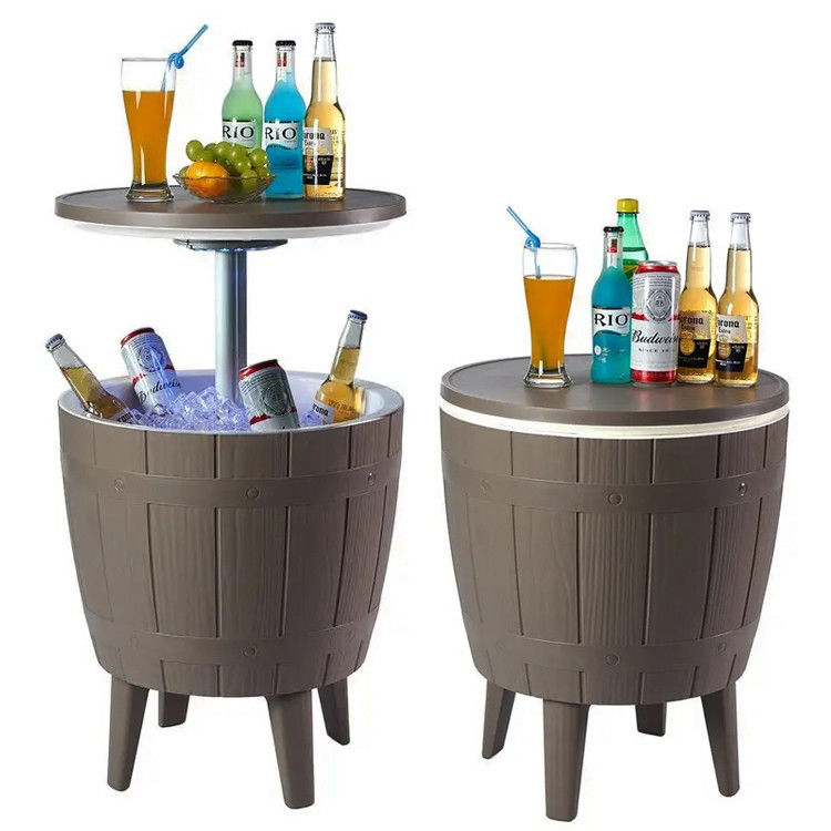 Camping en plein air pliable Picnic Beach Café Bistro Bar Refroidisseur de glace Refroidisseur de glace Ascenseur haut Table à bière avec rangement