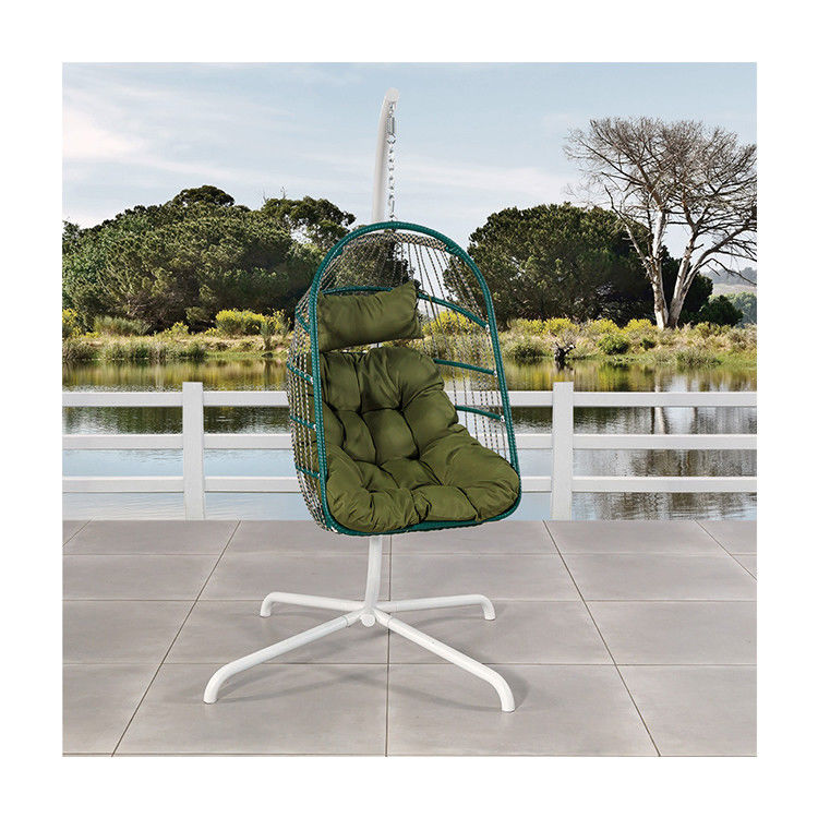 Meubles d'extérieur patio balancer chaise d'oeuf suspendue avec cadre en acier et conception de tissage de corde