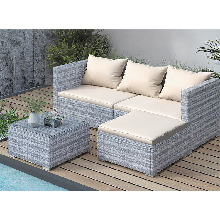 AJUNION canapé de jardin en rotin de vigne salon extérieur ensemble de 4 pièces avec emballage Y mail
