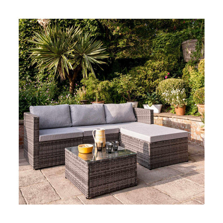Leisure Outdoor AJUNION 4 sièges Wicker Rattan Meubles de jardin Sofa coin Salon ensemble
