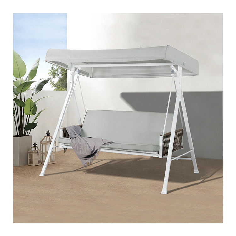 Chaise de balançoire extérieure avec couvercle réglable AJUNION lit balançoire 3 places et cadre en acier