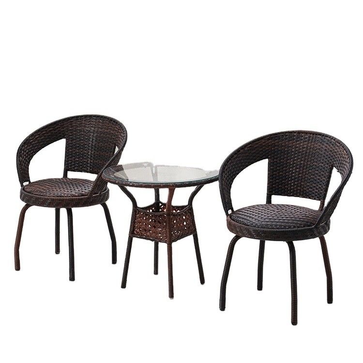 Tableau et chaise en rotin en coton en PE tissé pour meubles de jardin