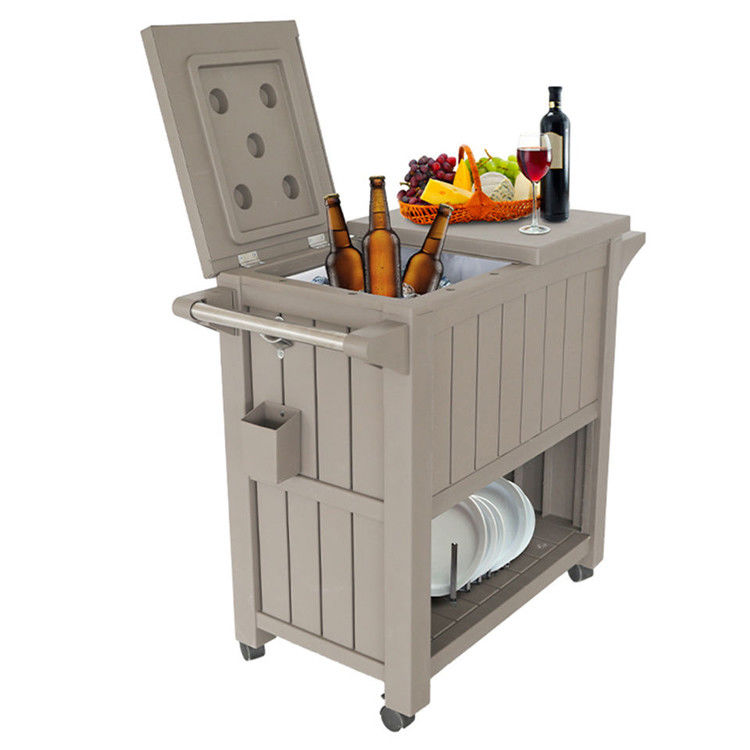 Conception traditionnelle 3 en 1 chariot portable de refroidisseur de glace extérieur avec quatre roues