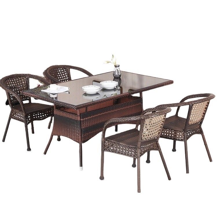 Balcon de jardin extérieur fauteuil empilable et table à manger en coton pour loisirs