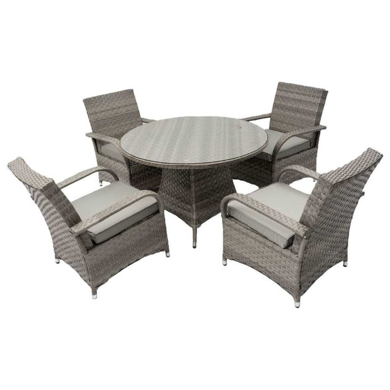 Table ronde meubles de salle à manger extérieure Wicker Rattan jardin ensemble pour 4 places par AJUNION