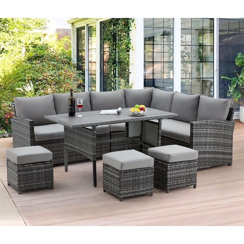 AJUNION 9 pièces meubles d'extérieur en rotin canapé ensemble confortable en rotin en rotin en PE
