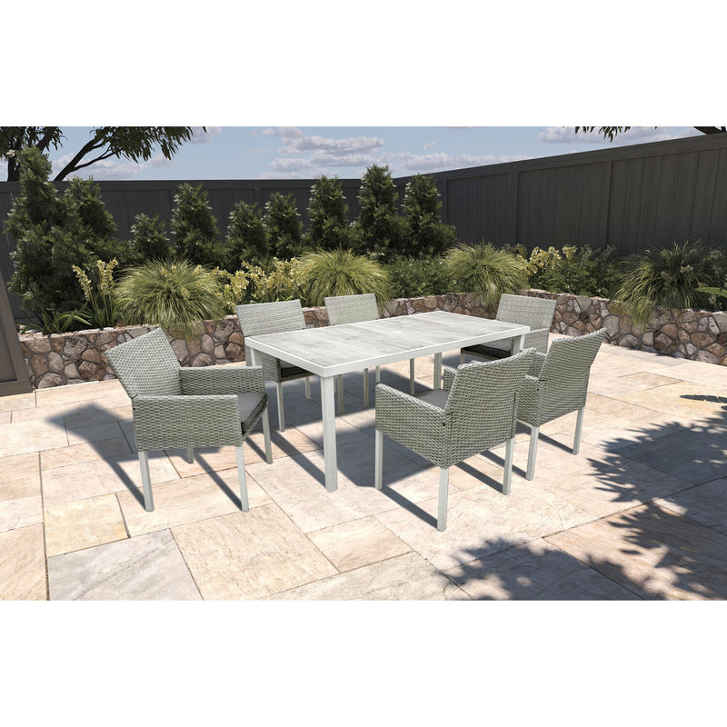 Emballage du courrier Y 7 pièces Meubles de jardin Table et chaises ensemble avec PE Wicker Rattan