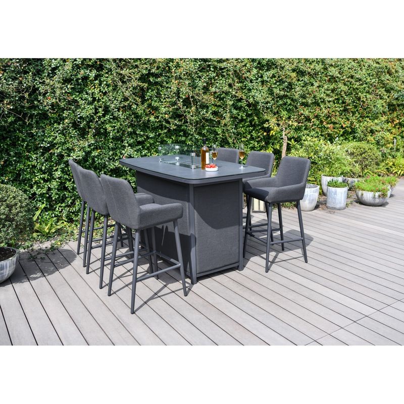 Ensemble de bar extérieur de luxe Meubles en aluminium Meubles de jardin Ensemble de salle à manger avec foyer 87kg