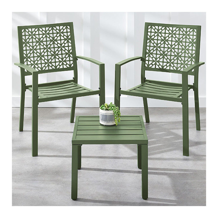 Meubles d'extérieur AJUNION Moderne en acier KD cadre de jardin ensemble chaise empilable ensemble de bistro
