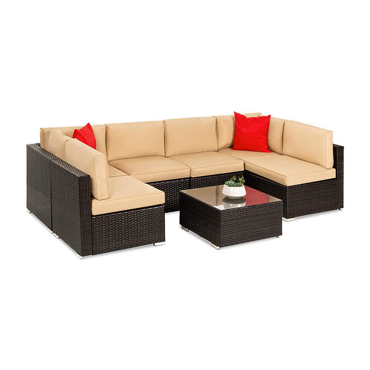 Hôtel extérieur intérieur patio jardin balcon piscine plage tissé en PE Wicker Rattan Lounge Sofa modulaire sectionnel
