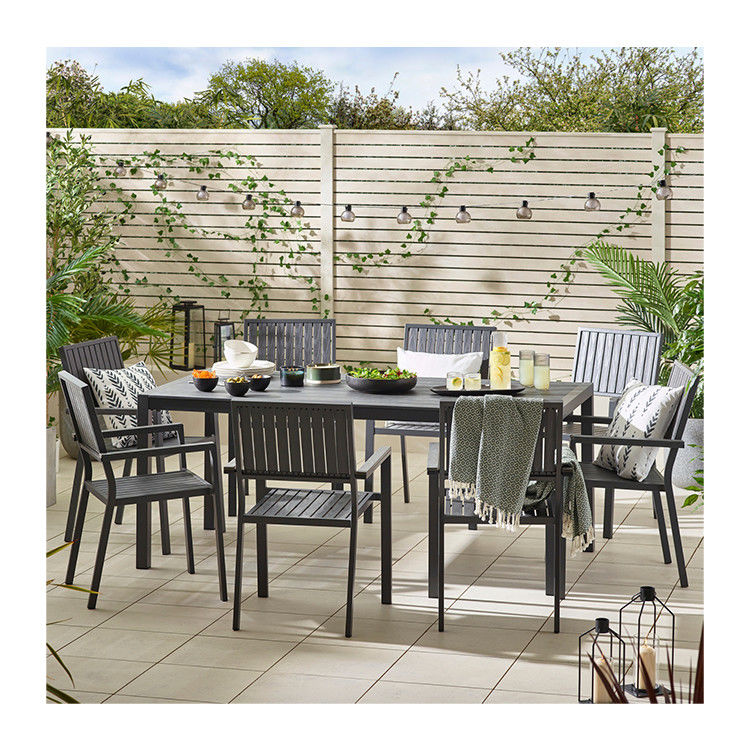 Villa patio ensemble de salle à manger AJUNION 8 sièges table et chaises extérieures avec cadre en aluminium
