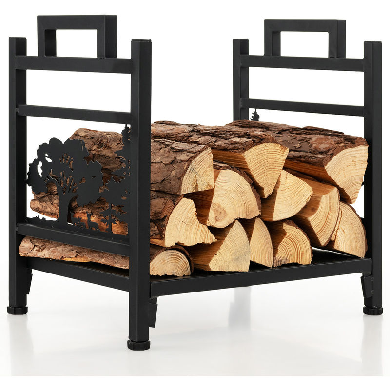 Étagère de bois de chauffage métallique durable pour le stockage de bûches de cheminée décorative W33 x D45 x H44cm