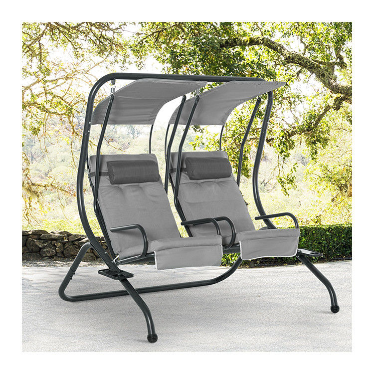 Facilities de loisirs sur le patio AJUNION 2 sièges fauteuil suspendu en plein air avec baldaquin 37kg