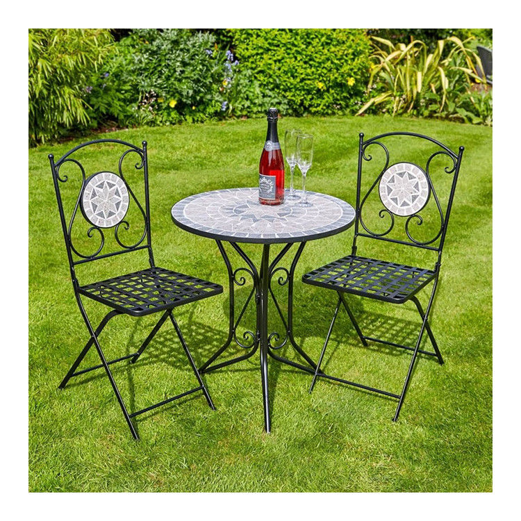 Table et chaise en métal pliable pour jardin