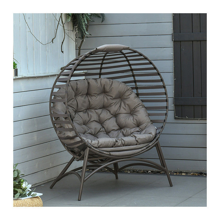 Améliorez votre patio avec AJUNION Chaise à œufs à 2 places cadre en acier pliable design moderne