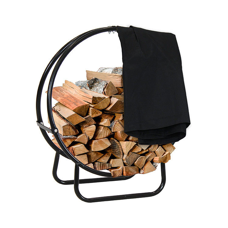 Étagère pour bois de chauffage intérieur et extérieur AJUNION Porteur de bûcher rond 3,72 kg acier enduit de poudre