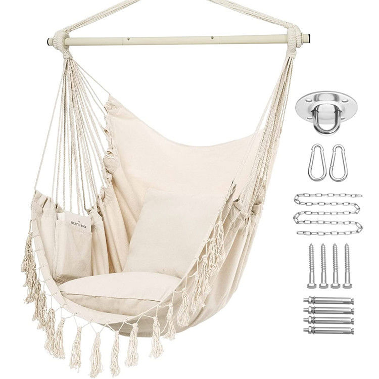 127*122*2,5cm Jardin extérieur Camping Patio Pléable Portable Enfants en coton Corde suspendue Balancer Chaise hamac