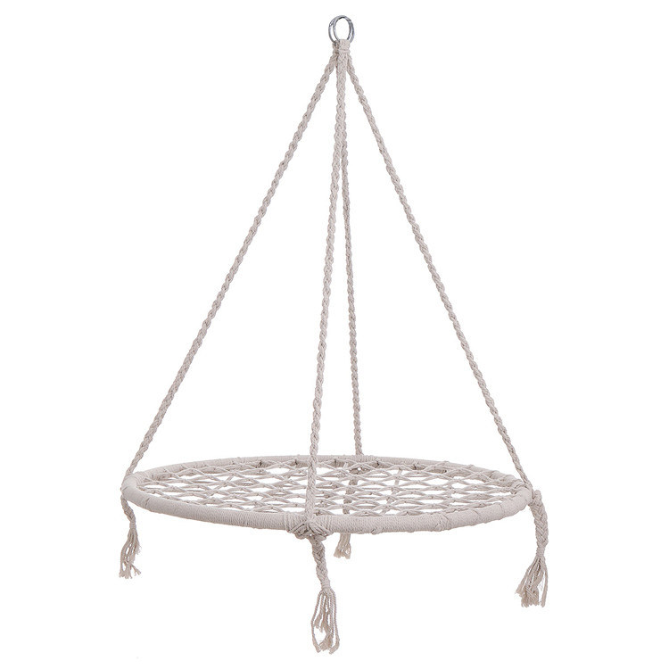 Chaise swing métallique de camping pour jardin intérieur en extérieur avec corde de coton et design pliable