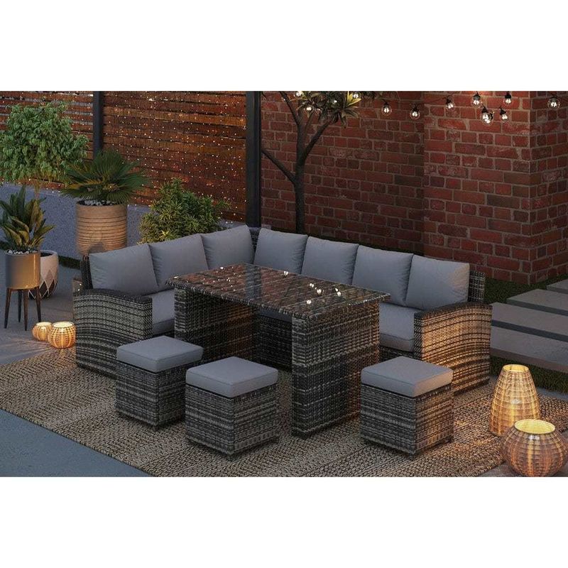 AJUNION 9 pièces Rattan jardin de salle à manger ensemble Wicker Rattan meubles d'extérieur ensemble de canapé d'extérieur