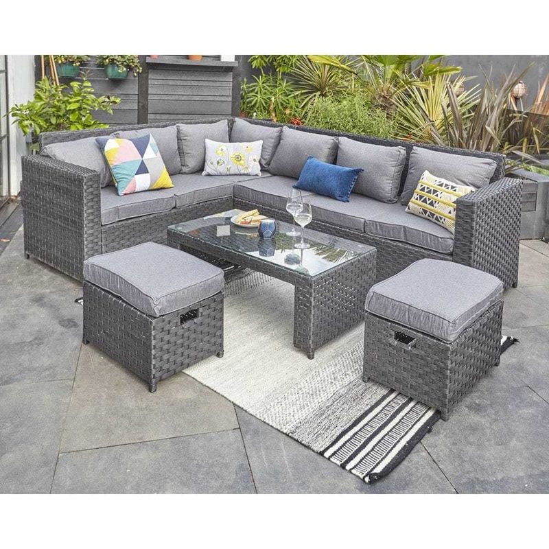 Ensemble de jardin AJUNION 8 sièges mobilier extérieur coin de rotin salon canapé ensemble pour la cour arrière