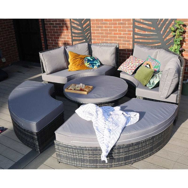 Table à manger réglable canapé tissé en écorce pour meubles de lit en plein air par AJUNION